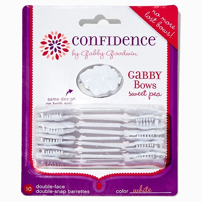 Confidence™ by Gabby Goodwin Gabby Bows White Sweet Pea Double-Faced Double Snap Hair Clips - 10 Pack