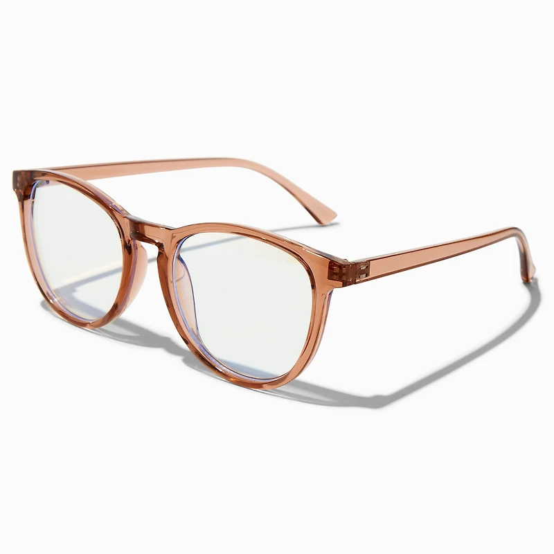 Solar Blue Light Reducing Crystal Brown Oval Clear Lens Frames