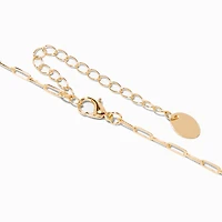 Gold Paperclip Cubic Zirconia Y-Neck Necklace