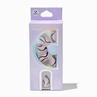Black & Purple Swirl Almond Vegan Faux Nail Set - 24 Pack
