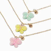 Best Friends Textured Puffy Butterfly Pendant Necklaces - 3 Pack