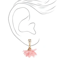 Pink Flower Gold-tone Leaf Mixed Earrings - 6 Pack