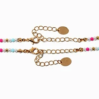 Best Friends Besties Happy Face Beaded Choker Necklaces - 2 Pack