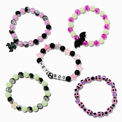 Halloween Creepville Glow in the Dark Beaded Stretch Bracelets - 5 Pack