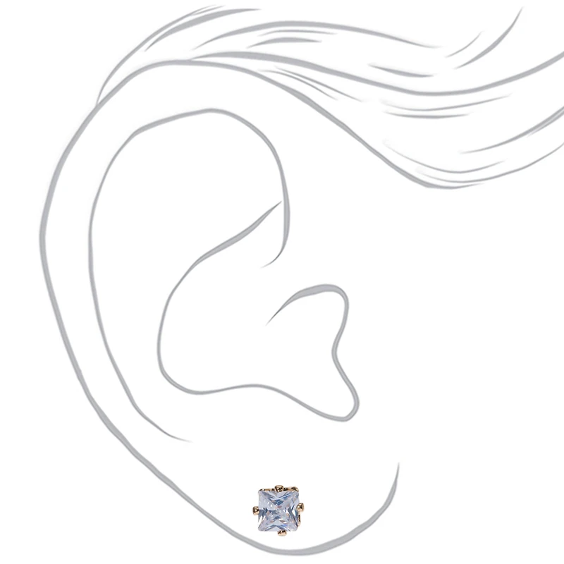 Rose Gold-tone Cubic Zirconia 5mm Square Stud Earrings