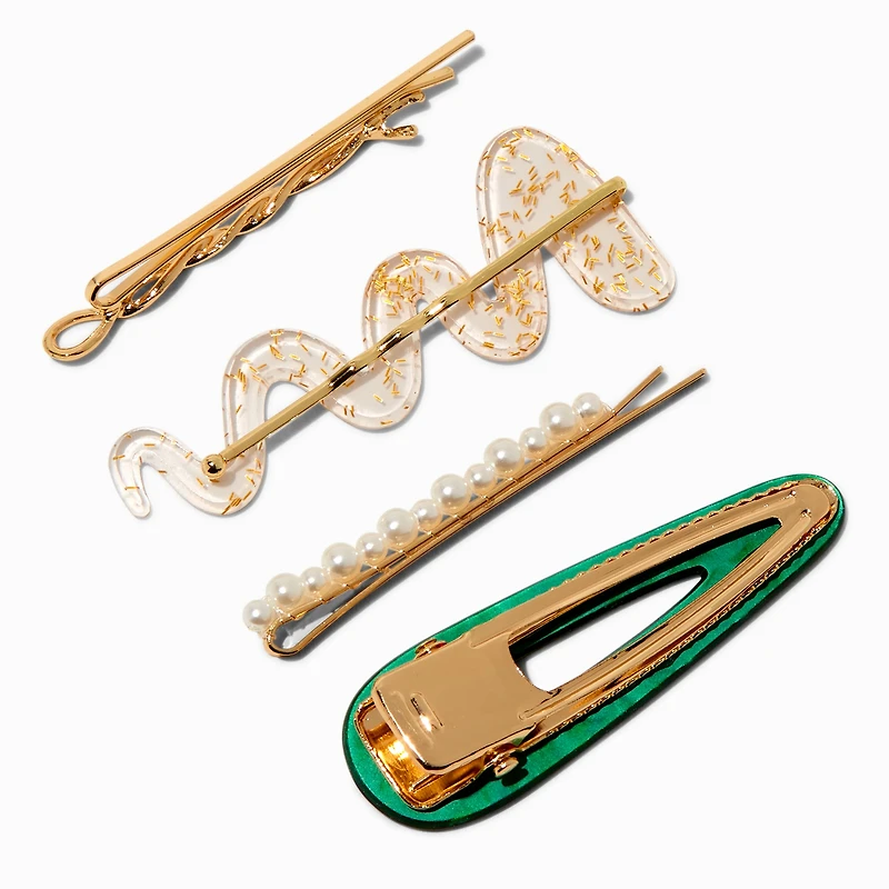 Mixed Gold Squiggle Hair Pins - 4 Pack