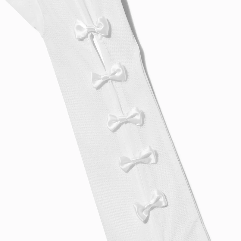 White Satin Bow Long Gloves