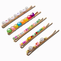 Cute Mixed Beaded Bobby Pins - 5 Pack