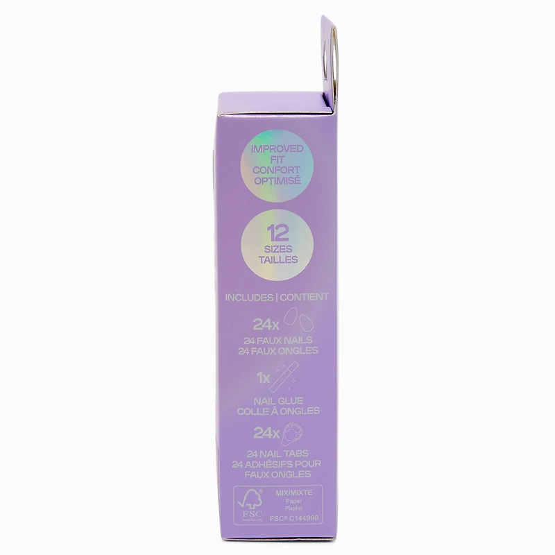Purple Galaxy Long Almond Vegan Faux Nail Set - 24 Pack