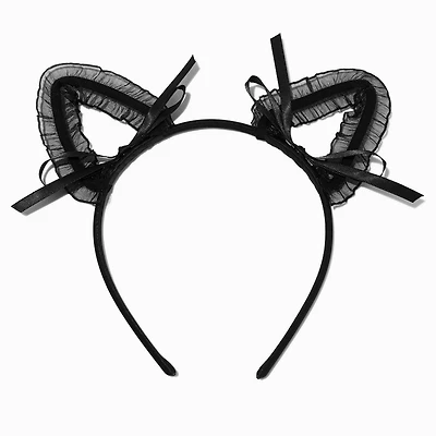 Black Lace Cat Ears Headband