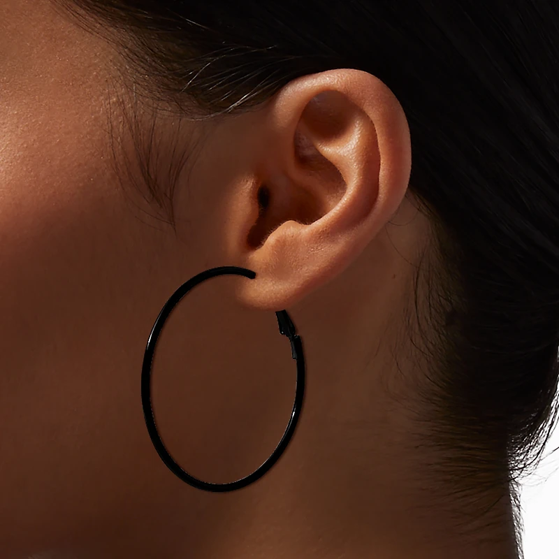 50MM Black Hoop Earrings