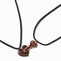 Best Friends Mood Lock & Key Pendant Black Cord Necklaces - 2 Pack
