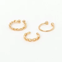 Gold-tone Stainless Steel Braided Hoop Faux Nose Rings - 3 Pack
