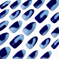 Blue Swirl Stiletto Vegan Faux Nail Set - 24 Pack