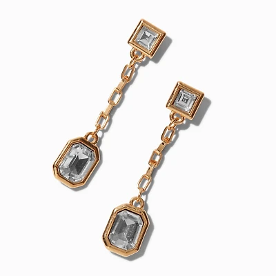 Gold-tone Crystal Baguette Drop Earrings