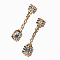 Gold-tone Crystal Baguette Drop Earrings