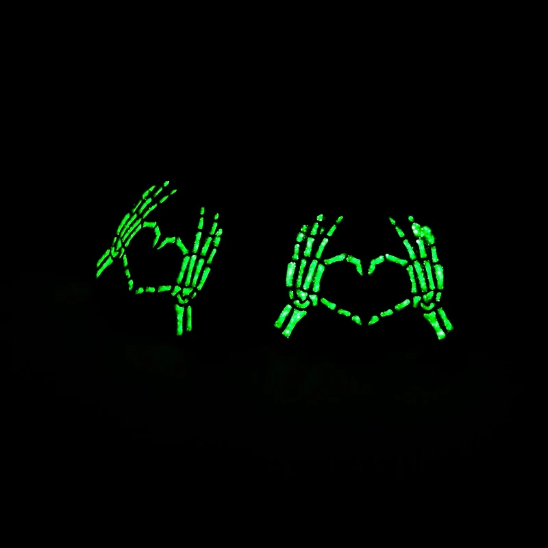 Skeleton Hand Heart Halloween Stud Earrings
