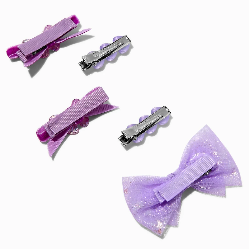 Claire's Club Purple Mixed Bow & Hair Clips - 5 Pack