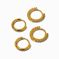C LUXE by Claire's 18kt Gold Plated Cubic Zirconia 8mm & 10mm Hoop Earrings - 2 Pack