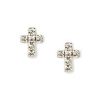 C LUXE by Claire's Sterling Silver Embellished Cross Stud Earrings