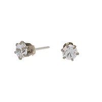 C LUXE by Claire's Silver-tone Titanium Cubic Zirconia 3mm Round Stud Earrings
