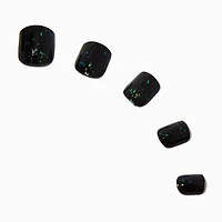 Green Foil Black Square Press On Vegan Faux Nail Set - 24 Pack