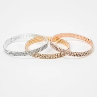 Mixed Metal Triple Row Rhinestone Stretch Bracelets - 3 Pack