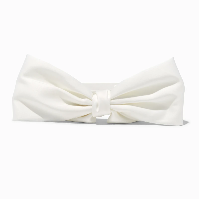 White Silky Knotted Bow Headband