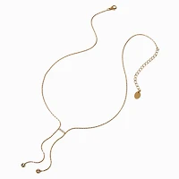 Gold-tone Bezel Cubic Zirconia Y-Neck Necklace 