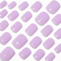 Glossy Light Purple Squoval Vegan Faux Nail Set - 24 Pack