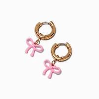 Pink Bow Hoop Earrings