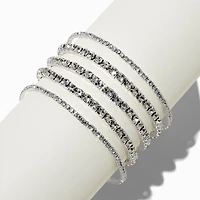 Silver-tone Rhinestone Stretch Bracelets
