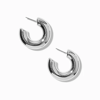 Silver-tone Thick 35mm Hoop Earrings