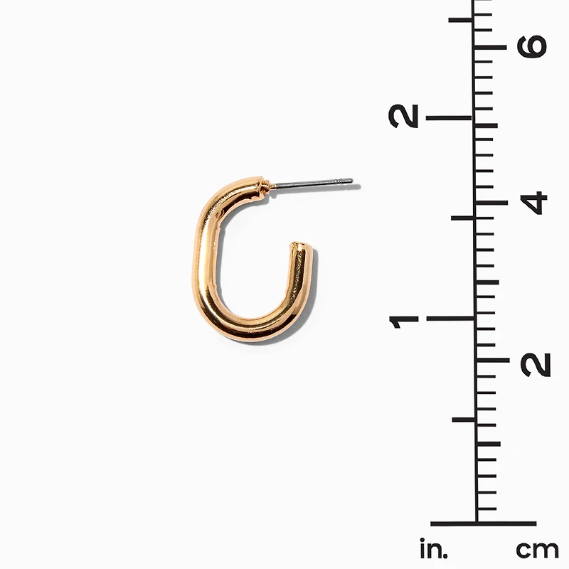 Gold-tone 20mm Half Tube Square Oval Hoop Earrings