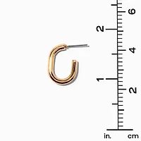 Gold-tone 20mm Half Tube Square Oval Hoop Earrings