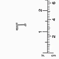 Silver-tone Stainless Steel Crystal Curve 16G Threadless Cartilage Earring