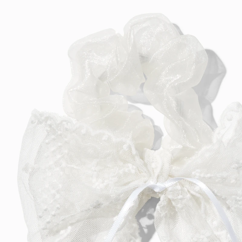 White Lace Hair Bow Scrunchie