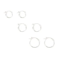 C LUXE by Claire's Sterling Silver Graduated Hinge Hoop Earrings - 3 Pack