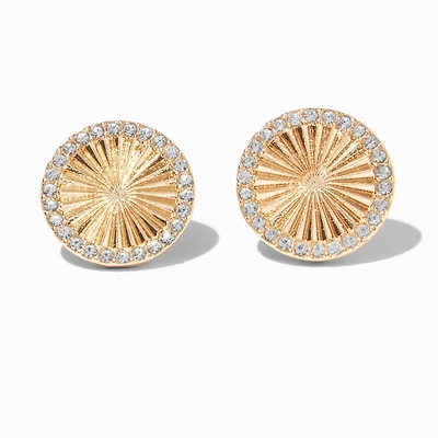 Gold-tone Radiating Disc Stud Earrings