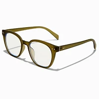 Solar Blue Light Reducing Crystal Green Clear Lens Oval Frames