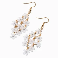 White Daisy Chandelier Drop Earrings