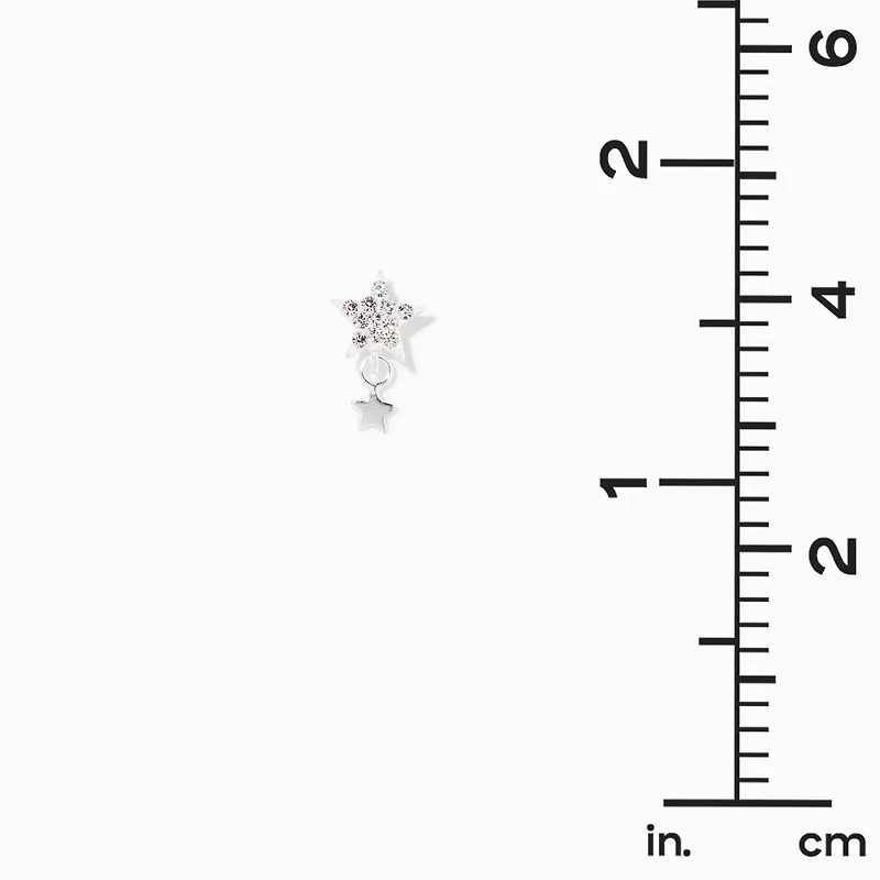 C LUXE by Claire's Sterling Silver Crystal Star Dangler Stud Earrings