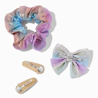 Claire's Club Iridescent Mixed Scrunchie & Hair Clips Set - 4 Pack