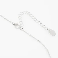 Silver-tone Cubic Zirconia Confetti Beaded Choker Necklace