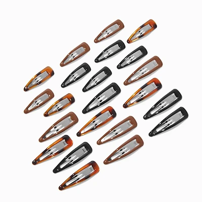 Black & Brown Snap Hair Clips - 22 Pack