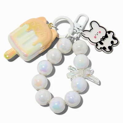 Pearl Cat Ice Pop Wristlet Keychain