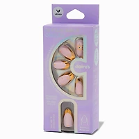 Gold Celestial French Tip Short Almond Vegan Faux Nail Set - 24 Pack
