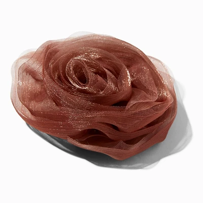 Brown Rosette Large Floral Hair Clip