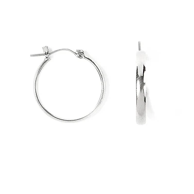 Silver-tone Wide Band 25mm Hoop Earrings