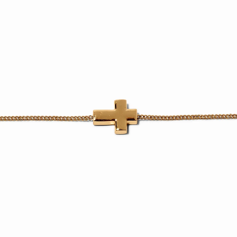 Gold-tone Sideways Cross Chain Bracelet